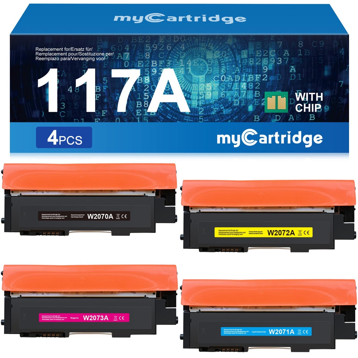 MYCARTRIDGE Toner Set kompatibel für HP 117A (4er-Pack) – vier Tonerkartuschen in Schwarz, Cyan, Gelb und Magenta