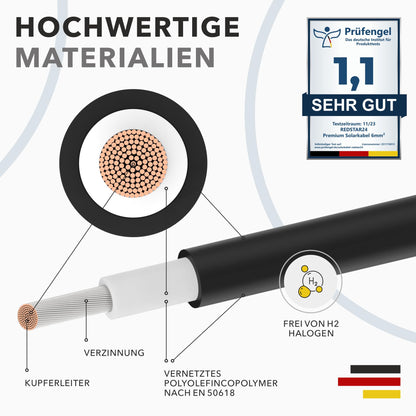 RedStar24 Premium PV Solarkabel – 6mm² Schwarz 50m (TÜV)