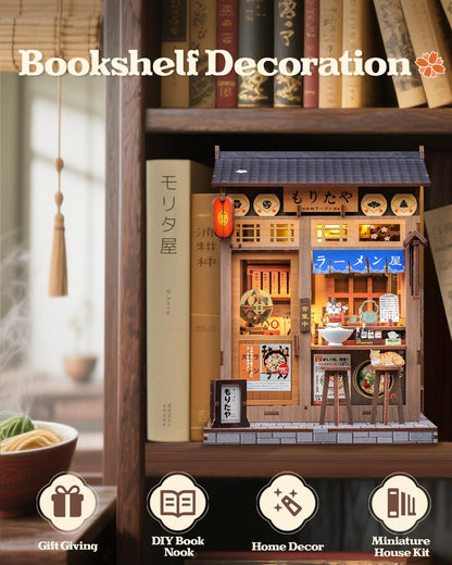CUTEBEE Book Nook Kit Morita-Ya – DIY Miniaturhaus mit LED-Beleuchtung