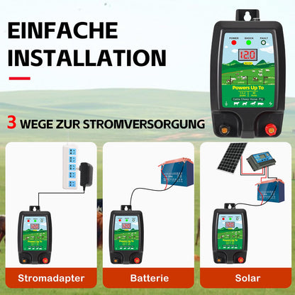 Warmfay Weidezaungerät 12V Elektrozaungerät – 2J Leistung, 10 km Reichweite