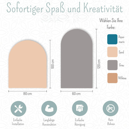 Mithreel Magnettafel Kinder Bogenform – Sandfarben 120x60cm