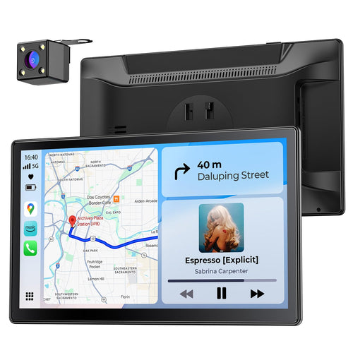 Krunia 9 Zoll Drahtloses CarPlay & Android Auto Display - tragbar. Schwarzes Display für Fahrzeug-Infotainment.