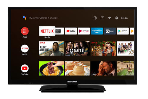 TELEFUNKEN XH24AN550MV 24 Zoll Android Smart TV 12V HD Ready. Schwarzer HD Ready TV, Android Smart TV mobil mit 12V.