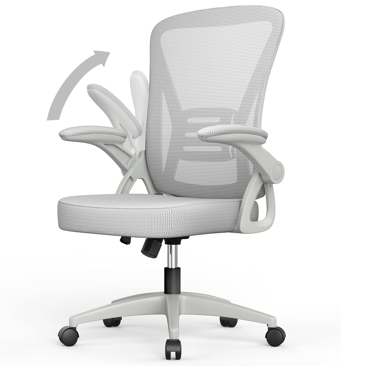 rattantree Ergonomischer Bürostuhl mit Lendenwirbelstütze – Grau. Grauer Bürostuhl mit Lendenwirbelstütze. Fördert gesunde Haltung im Büro.