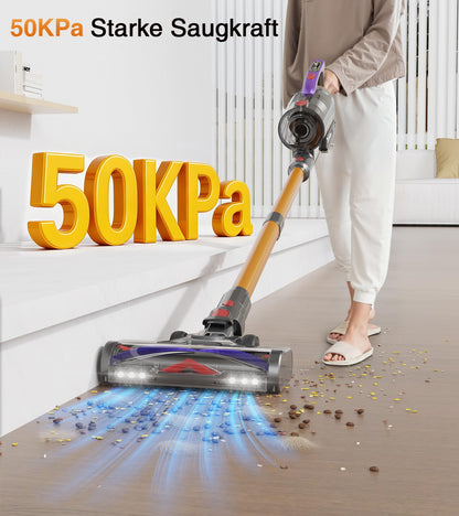 CHEBIO V18 Akku Staubsauger kabellos, 600W, 50KPa, 75 Min Laufzeit