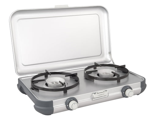 Campingaz Camping Kitchen 2 Campingkocher Gaskocher 2-flammig – Grau. Rechteckig. Kochen von Speisen im Outdoorbereich.
