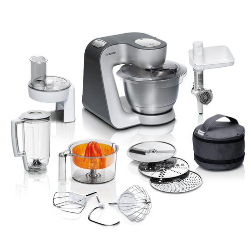 Bosch MUM56340 Serie 4 Küchenmaschine - 900W Anthrazit: Kompakte, anthrazitfarbene Küchenmaschine zur Zubereitung von Teig, Sahne oder Smoothies.