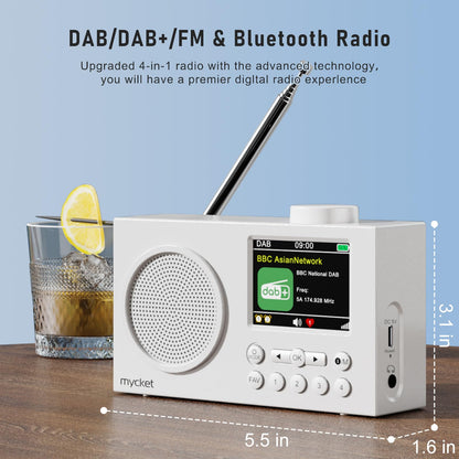 Mycket Tragbares DAB+/UKW Radio mit Bluetooth 5.0 und Farbdisplay