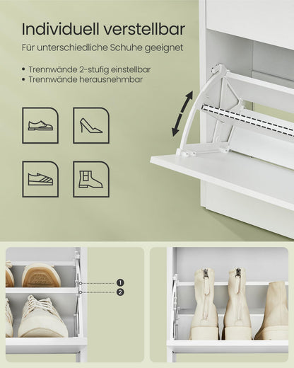 VASAGLE Schuhkipper LBC046W01 3 Klappen - Wolkenweiss
