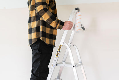 DRABEST Stehleiter Klapptrittleiter – 8 Stufen Alu mit Arbeitsschale