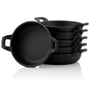 BBQ-Toro Gusseisen Grillpfännchen 6er-Set Ø 13 cm eingebrannt PAN17, rund mit zwei Griffen
