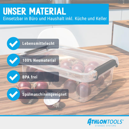 ATHLON TOOLS Aufbewahrungsboxen 4x 80L Transparent - Lebensmittelecht