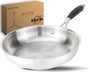 DIVORY PURA Edelstahl-Bratpfanne 28cm – unbeschichtet Induktion. Runde, silberne Edelstahlpfanne zum Braten auf allen Herdarten, auch Induktion.