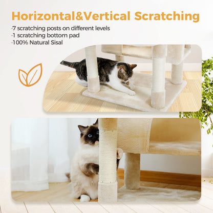 PAWZ Road Kratzbaum Grosse Katzen Stabil – 184cm Beige