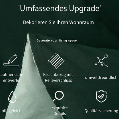 Boqingzhu Bettwäsche-Set Baumwolle 200x200 cm Grün mit Reissverschluss