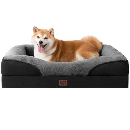 EHEYCIGA Orthopädisches Hundebett Mittel Memory Foam Grau/Schwarz. Rechteckig, dick gepolstert, grau/schwarz. Unterstützt Gelenke/Wirbelsäule.