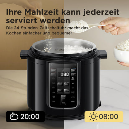 Midea Elektrischer Schnellkochtopf 6L, 9-in-1 Multikocher, Schwarz