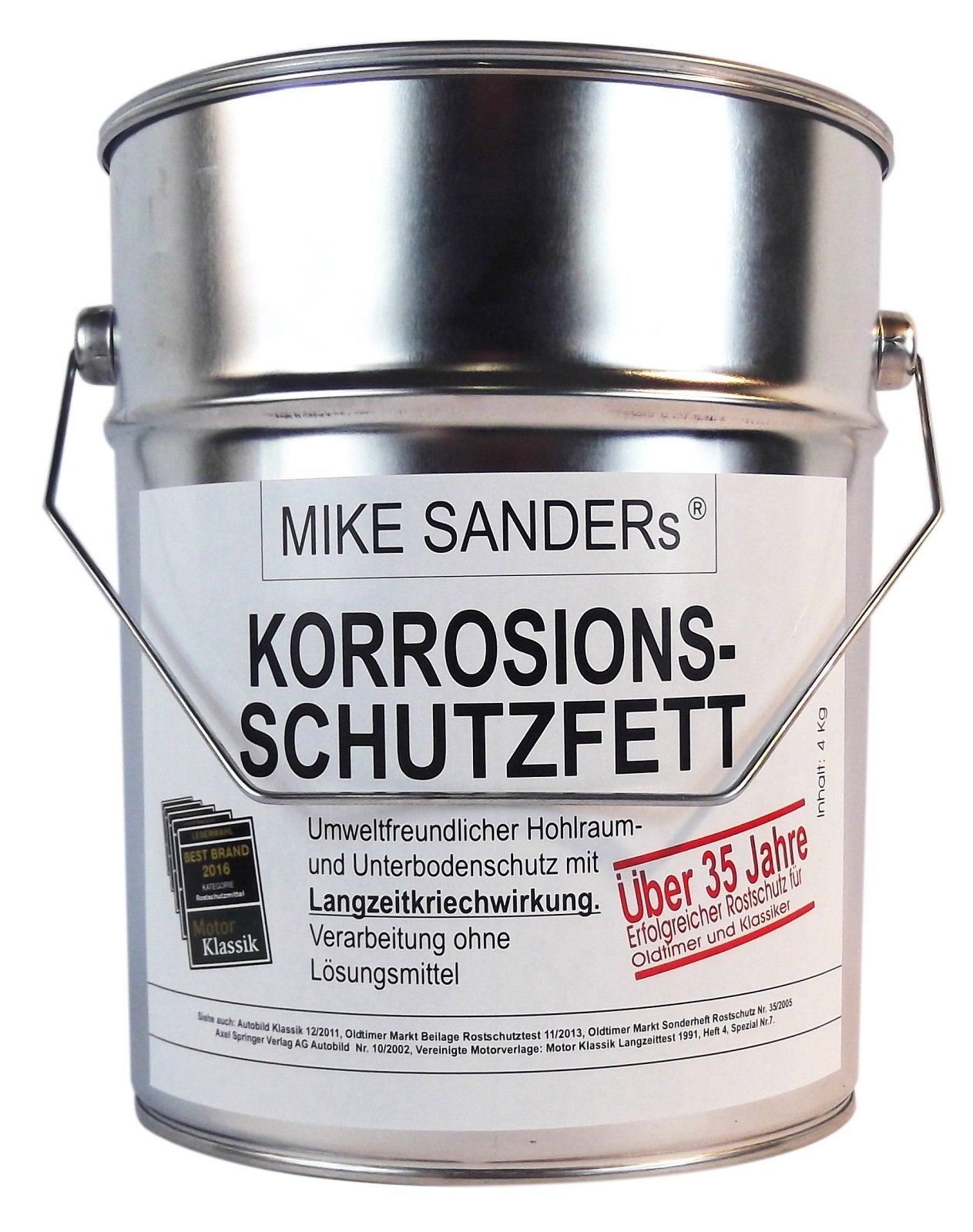 MIKE SANDERS Korrosionsschutzfett Hohlraumversiegelung - 4 kg. Gelbbraunes Fett versiegelt Hohlräume gegen Korrosion.