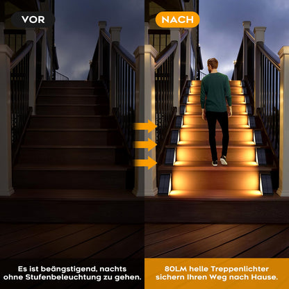 Shuniu LED Solar Treppenleuchten IP65 für Garten und Wege, 10 Stück