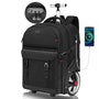 MATEIN Trolley Rucksack 17.3 Zoll mit Rollen – Schwarz. Schwarzer, rechteckiger Rucksack mit integrierten Rollen für Reise & Arbeit.