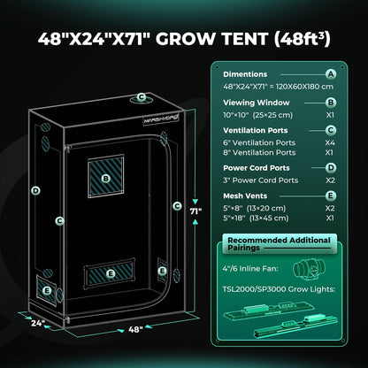 MARS HYDRO Growzelt Indoor Zuchtzelt – 120x60x180cm