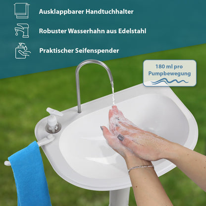 Montafox Mobiles Camping-Waschbecken mit Fusspumpe und 21 L Tank
