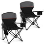 HIGH POINT SPORTS Campingstuhl 2er Set mit Getränkehalter & Kühlfach, schwarz, klappbar