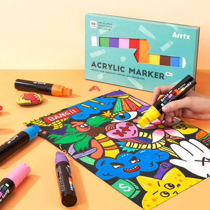 Arrtx Graffiti Acryl Marker Set 15 mm Jumbo-Filzspitze, 10 Farben