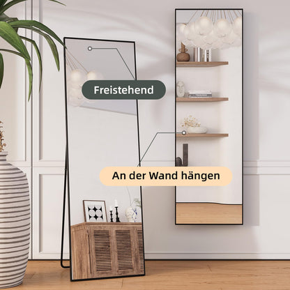 AUFHELLEN Standspiegel 140x40 cm mit Metallrahmen, schwarz