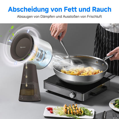 AMZCHEF Mobile Dunstabzugshaube AH003-SG, tragbar, 3 Stufen, Braun