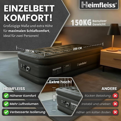 Heimfleiss Luftbett selbstaufblasend 100x200 cm für 1 Person