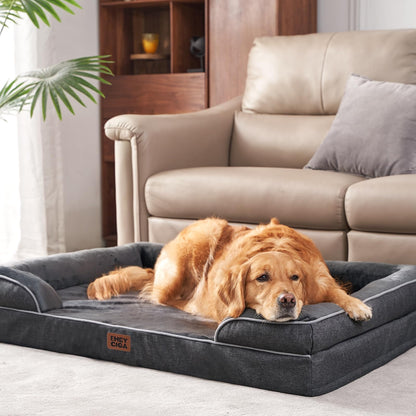 EHEYCIGA Orthopädisches Hundebett Memory Foam – Gross, 91x68cm Dunkelgrau