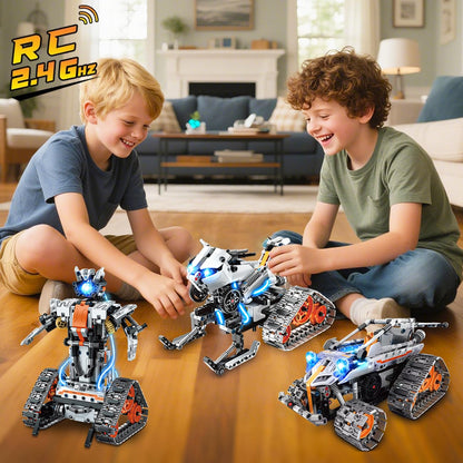 HiWEEGO Technik Roboter Bausatz 5-in-1 mit LED, RC und App