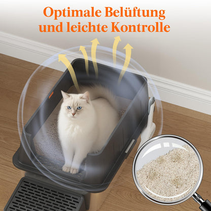 Lifewit Edelstahl Katzenklo Offen XXL – 60x40x30 cm Schwarz