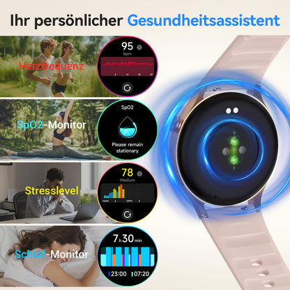 Fitpolo AR01 Smartwatch mit Telefonfunktion, AMOLED Display, Rosa