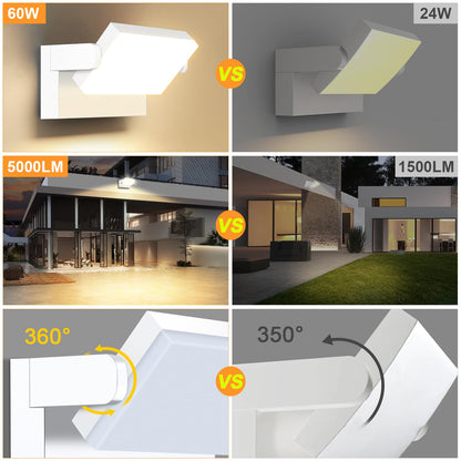 ledmo 60W LED Wandleuchte aussen schwenkbar IP65 - Warmweiss