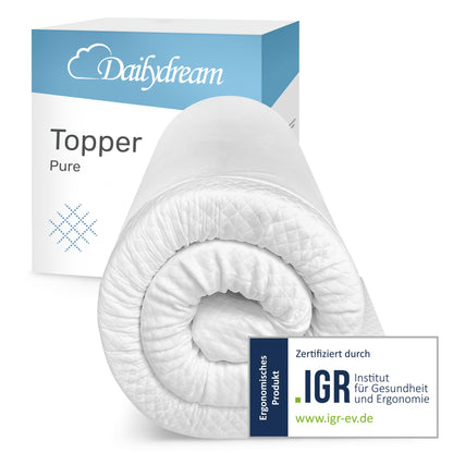 Dailydream Matratzentopper 100x200 cm Memory Foam 5 cm Model M, rutschfeste Noppen, Härtegrad H1/2