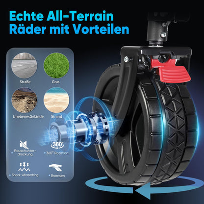 Sekey XXL Plus Bollerwagen faltbar mit Bremsen, 200 l, Blau-Grau
