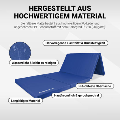 MSPORTS Turnmatte Premium klappbar – Blau 190x80x5 cm