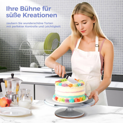 Ohuhu Tortenplatte drehbar, Aluminium Drehteller 30 cm mit Zubehör