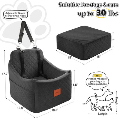 INDYBUD Memory Foam Hundeautositz erhöht – Schwarz, Mittel