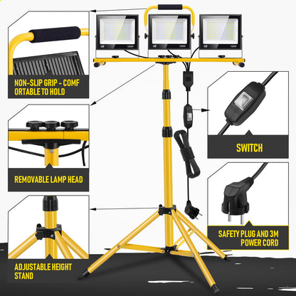 wowspeed LED Baustrahler 300W mit Stativ - Arbeitsleuchte