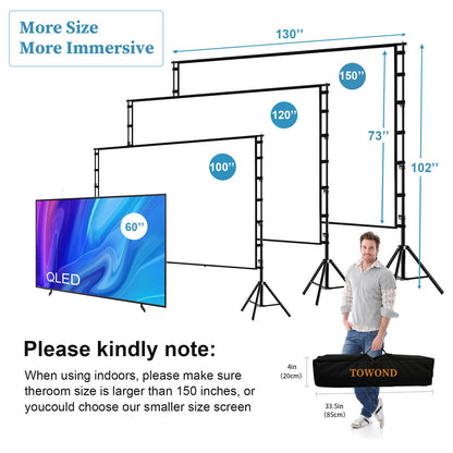 Towond Projektor-Leinwand mit Ständer Tragbar HD - 150 Zoll 16:9