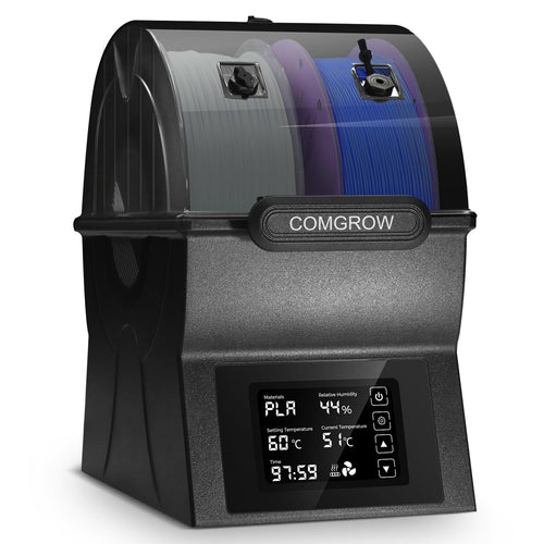 Comgrow SH02 3D Filament Trockner Box – Speicher & Spulenhalter. Schwarze Box mit Klarsichtdeckel zum Trocknen von 3D-Filament.