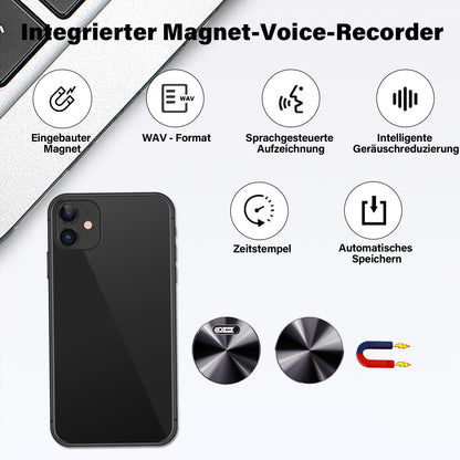 DizerLin Q37X Mini Diktiergerät, digitaler Voice Recorder mit Magnet