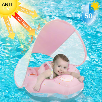 LOOWARTS Baby Schwimmring mit Sonnendach UPF 50+, 3–12 Monate