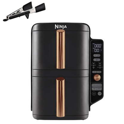 Ninja Double Stack XL Heissluftfritteuse, 9,5 L, Schwarz/Kupfer – zwei übereinander angeordnete Schubladen