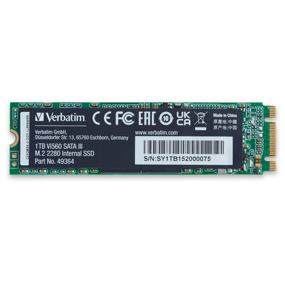 Verbatim Vi560 S3 SSD-Laufwerk M.2 2280 SATA III - 1 TB. Schwarzer, länglicher M.2-Stick zur schnellen Datenspeicherung in PCs.