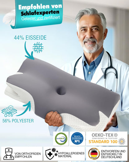 IDEA Nackenstützkissen Memory Foam, ergonomisches Kopfkissen 65x40 cm