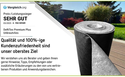 DeRiTex Unkrautschutzvlies Premium Plus 180 g/m², 25 m x 1 m